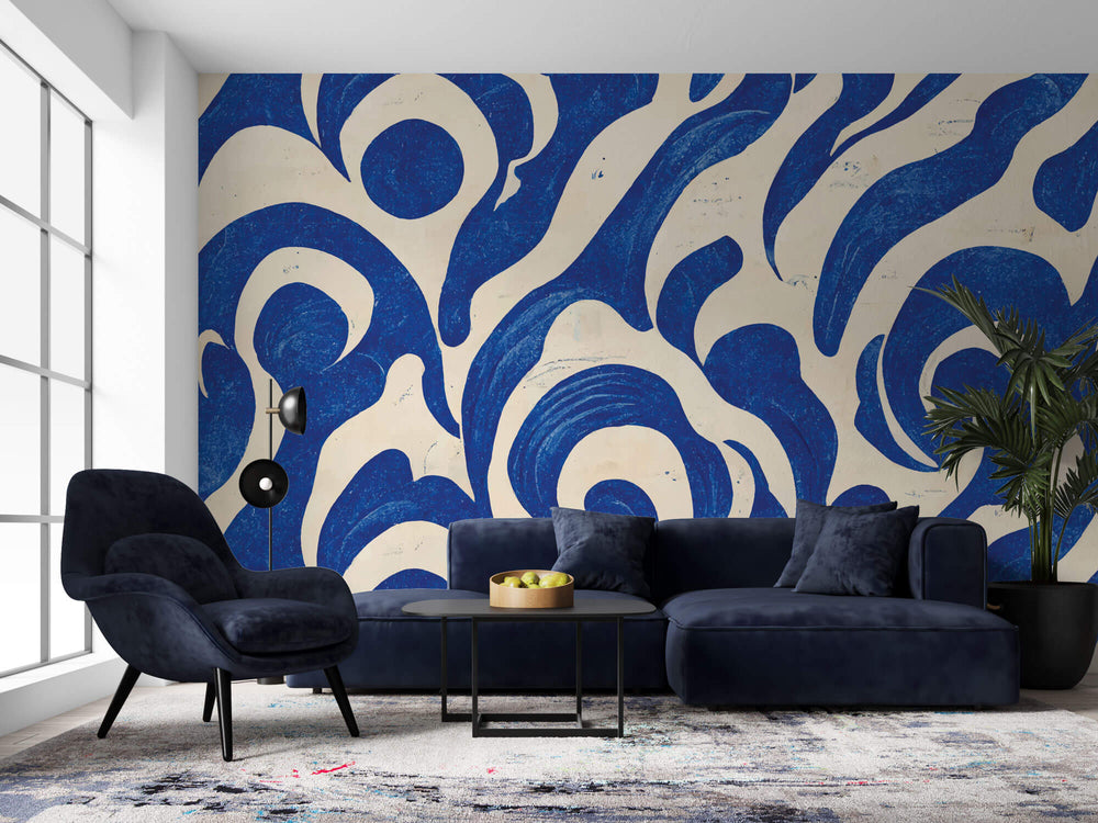 Tapet Personalizat Abstract cu vartejuri albastre abstracte - BLUE SWIRL