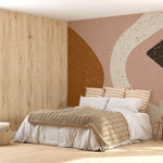 Tapet Personalizat Abstract cu terazzo roz portocaliu si maro - PINK TERRAZZO