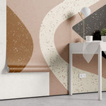 Tapet Personalizat Abstract cu terazzo roz portocaliu si maro - PINK TERRAZZO