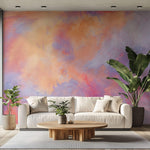 Tapet Personalizat Abstract cu paster colorat in nuante vibrante de portocaliu si mov - VIBRTANT NEBULA