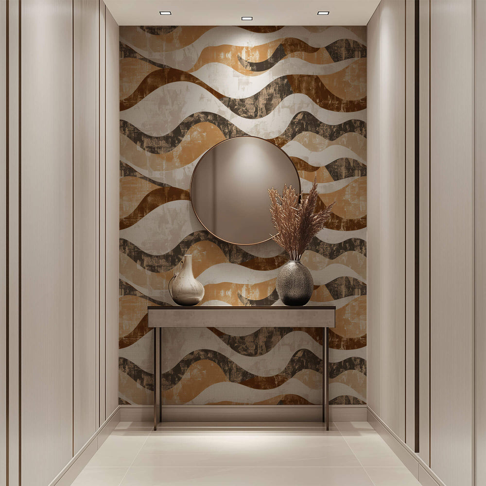 Tapet Personalizat Abstract cu valuri abstracte cu textura neuniforma - WAVY PARCHMENT