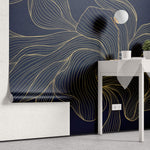 Tapet Personalizat Abstract cu o planta abstracta in nuante aurii - MIDNIGHT ORCHID