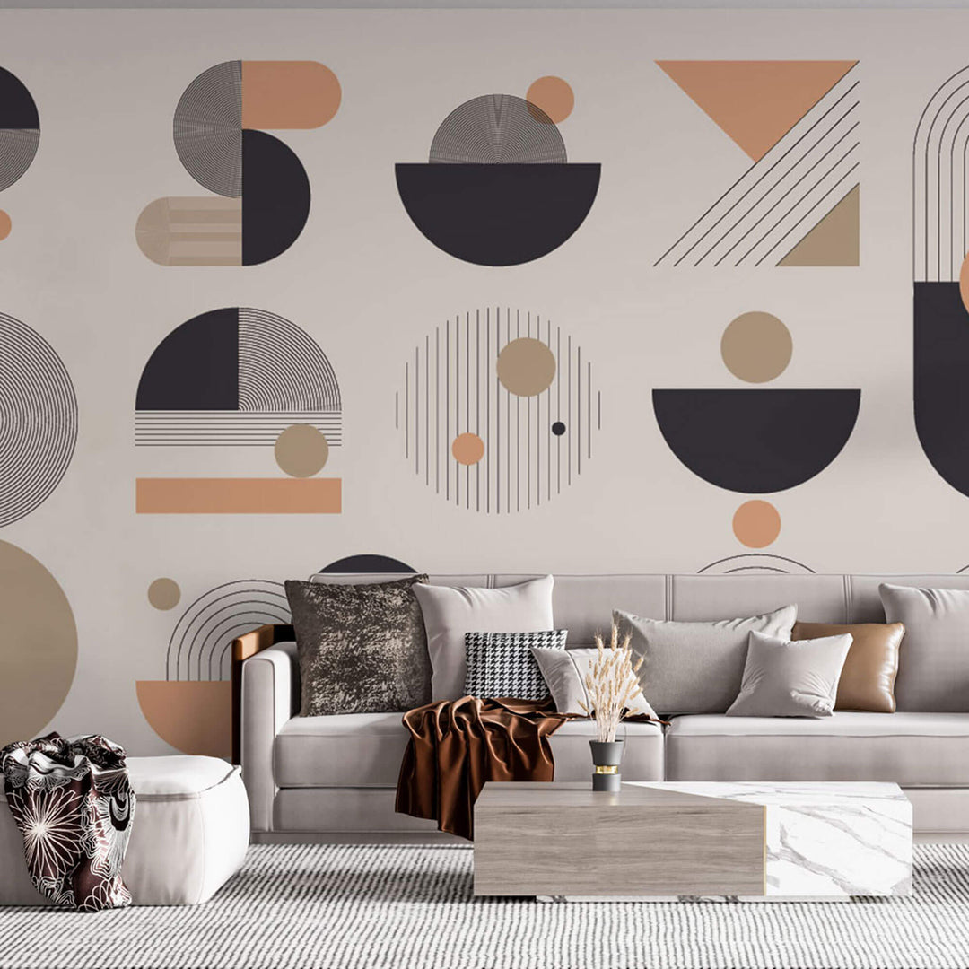 Tapet Personalizat Abstract cu elemente minimaliste in nuante de contrast - MINIMALIST STUDIO