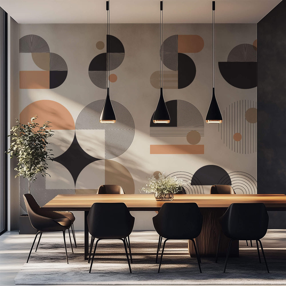 Tapet Personalizat Abstract cu elemente minimaliste in nuante de contrast - MINIMALIST STUDIO