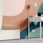 Tapet Personalizat Abstract cu nuante de albastru si coral 1 - PLAIN COLOURS I