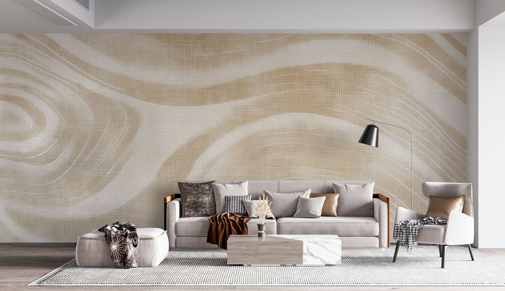 Tapet Personalizat Abstract cu model bej abstract si textura textila - SUMMER LINEN