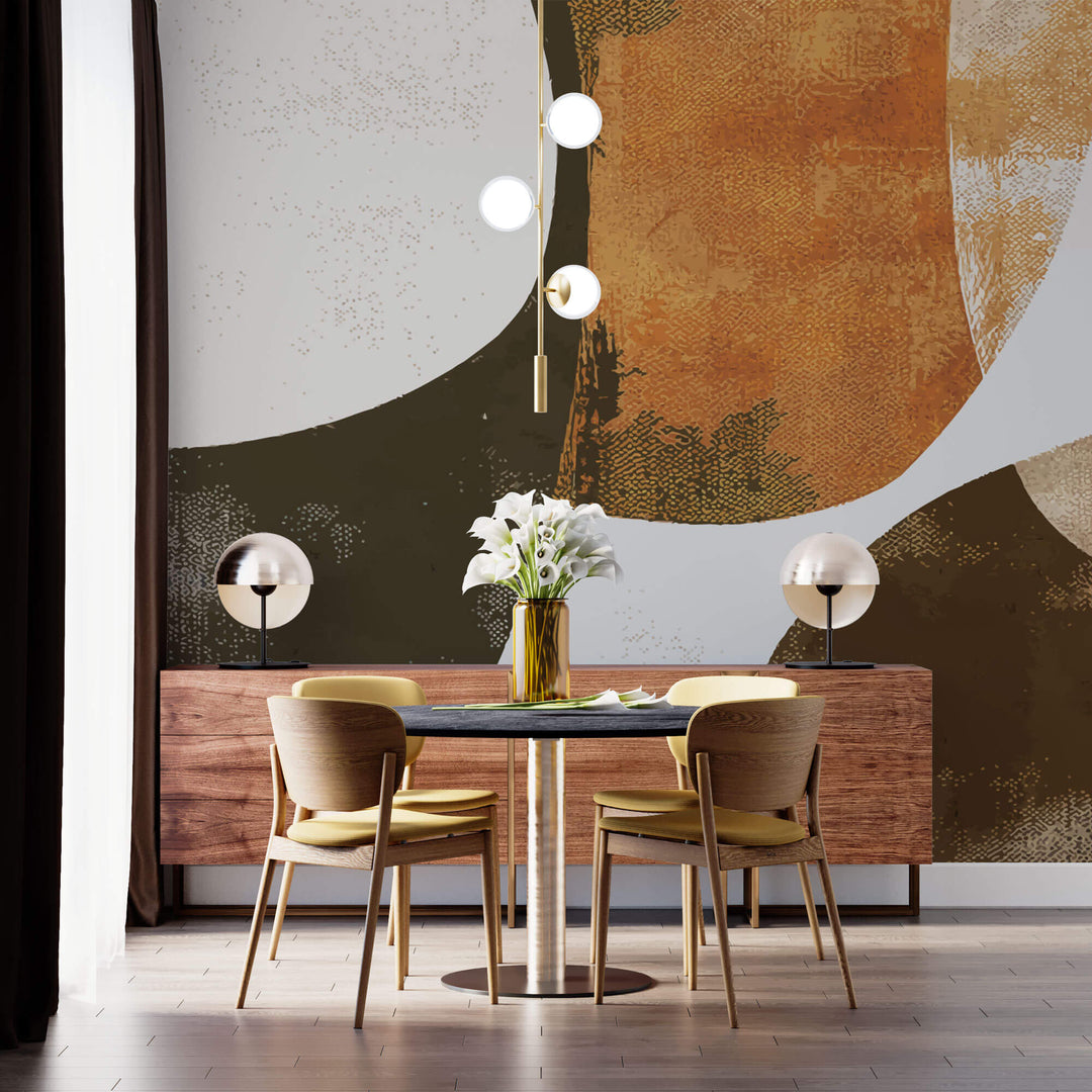 Tapet Personalizat Abstract cu forme ovale abstracte in nuante maronii - AUTUMN ABSTRACT