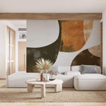 Tapet Personalizat Abstract cu forme ovale abstracte in nuante maronii - AUTUMN ABSTRACT