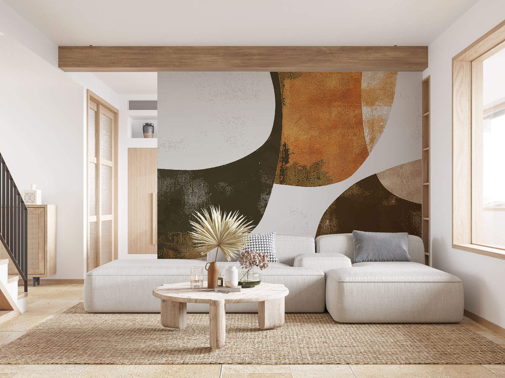 Tapet Personalizat Abstract cu forme ovale abstracte in nuante maronii - AUTUMN ABSTRACT