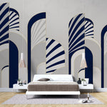 Tapet personalizat art deco cu arcade specifice stilului care combina eleganta art deco cu simplitatea stilului modern si al contrastului indraznet de culoare