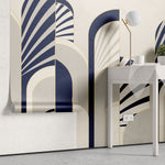 Tapet personalizat art deco cu arcade specifice stilului care combina eleganta art deco cu simplitatea stilului modern si al contrastului indraznet de culoare