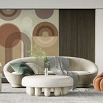 Tapet personalizat art deco in tonuri calde retro combinate intr un design minimalist cu contrast placut de culoare