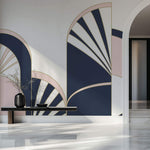Tapet Personalizat Art Deco cu arcade roz si albastru marin - NAVY PINK