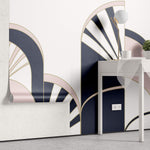Tapet Personalizat Art Deco cu arcade roz si albastru marin - NAVY PINK