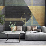 Tapet Personalizat Art Deco cu insertii abstracte aurii intr-un stil modern - WIRED CEMENT