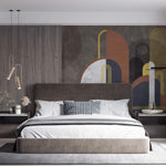 Tapet Personalizat Art Deco cu arcade de marmura insertii aurii si nuante pamantii de fundal - FUTURISTIC ART DECO