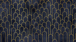 Tapet Personalizat Art Deco arcade cu contur auriu pe un fundal albastru texturat - MIDNIGHT MERMAID