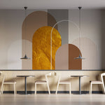 Tapet Personalizat Art Deco cu arcade abstract texturate si roca aurie - SUNNY ART DECO