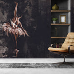 Tapet personalizat fine art cu balerina gratioasa pe un fundal inchis texturat