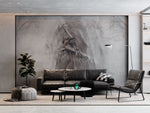 Tapet personalizat fine art cu balerina gratioasa pe un fundal gri deshis cu textura stucco