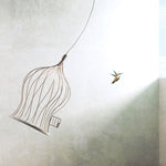 Tapet Personalizat Fine Art cu pasare salbatica evadand din colivie - BIRDCAGE FREE