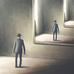 Tapet Personalizat Fine Art cu reflexia unui om in oglinda in mod repetat - MAN IN THE MIRROR