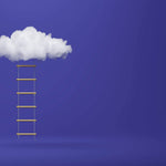 Tapet Personalizat Fine Art cu scara catre nor intr-un fundal albastru - STUDIO CLOUD