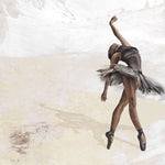 Tapet Personalizat Fine Art cu balerina pe un fundal bej cu caramida rosie - CREAM BALLERINA
