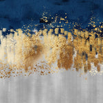 Tapet Personalizat Fine Art cu insertii aurii pe fundal alb texturat si albastru watercolor - TAINTED CANVAS