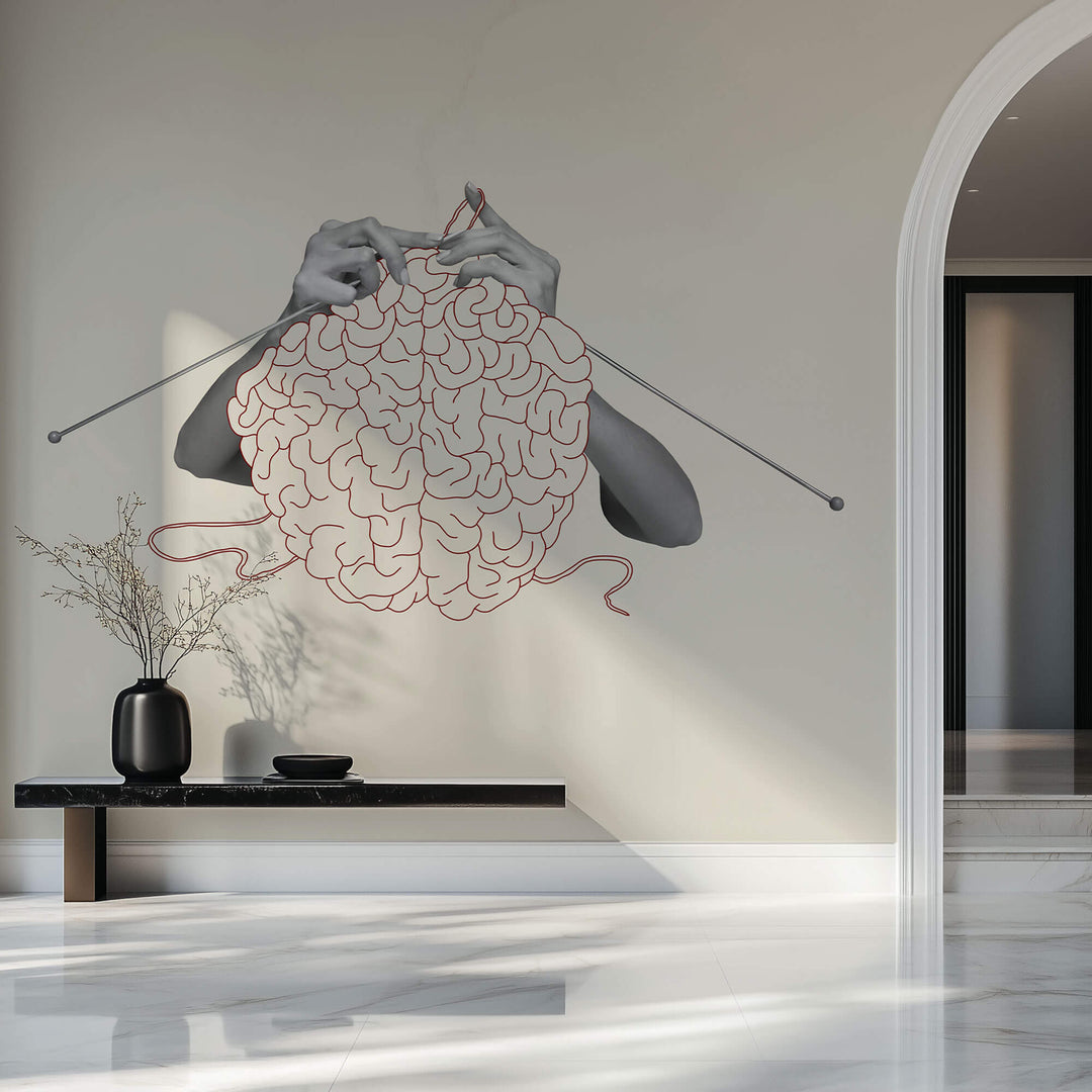 Tapet Personalizat Fine Art cu creier crosetat intr-o viziune abstracta - BRAIN CROCHE