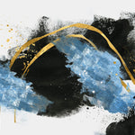 Tapet Personalizat Fine Art cu pictura artistica de accent in nuante de albastru negru si auriu 1 - TEXTURED SPLASH UP