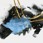Tapet Personalizat Fine Art cu pictura artistica de accent in nuante de albastru negru si auriu 2 - TEXTURED SPLASH DOWN