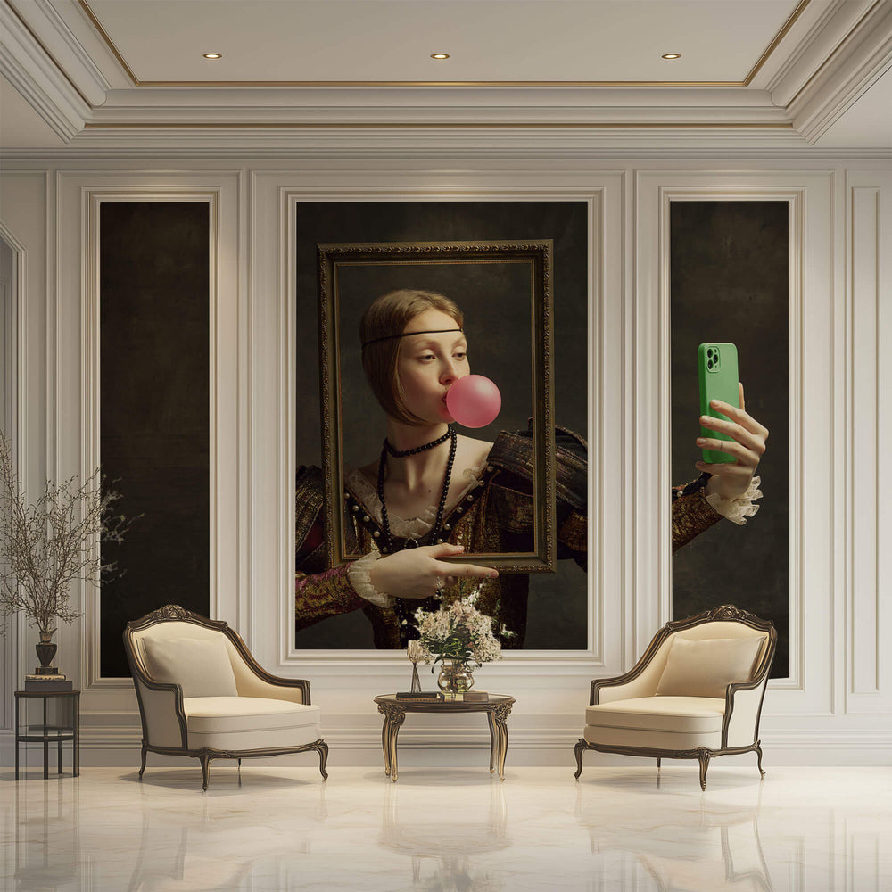 Tapet Personalizat Fine Art cu femeie in haine medievale reprezentand generatia Z - HISTORICAL GEN Z