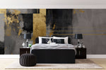Tapet Personalizat Fine Art cu vopsea cimentata in nuante de gri si insertii aurii - INDUSTRIAL FINE ART