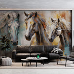 Tapet Personalizat Fine Art cu trei cai pictati in stil abstract - HIGH HORSES