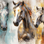 Tapet Personalizat Fine Art cu trei cai pictati in stil abstract - HIGH HORSES