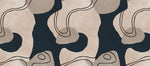 Tapet personalizat line art cu design integrat intr un pattern jucaus in nuante de albastru marin si bej