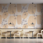 Tapet personalizat Line Art cu plante si fete minimaliste realizate in stil line art - LEAF PORTRAIT