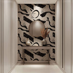 Tapet personalizat Line Art cu portrete feminine si scris italic in nuante de bej si negru - WRITING ART