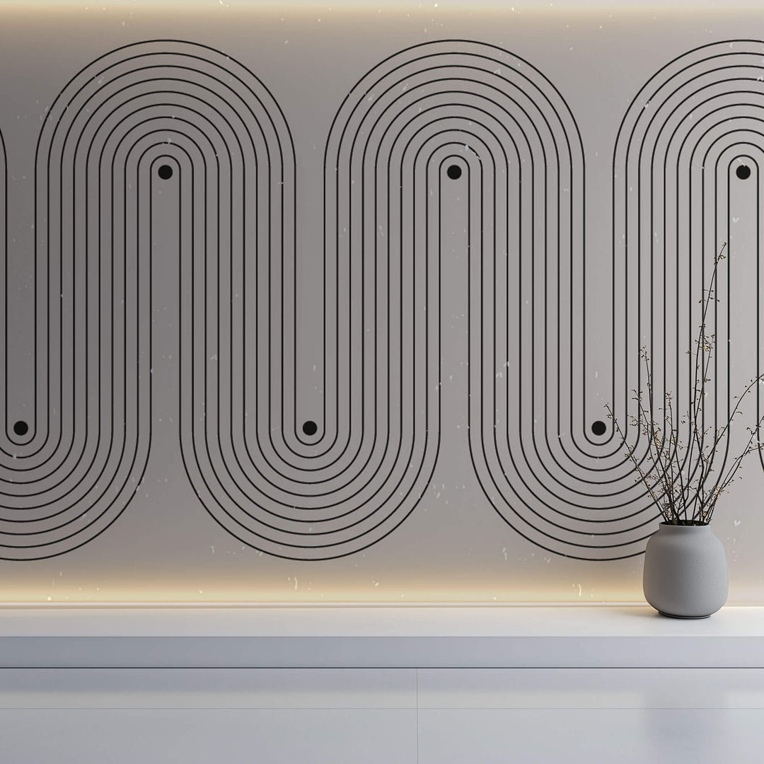 Tapet personalizat Line Art cu arcade continue in stil minimalist - SNAKE LINE