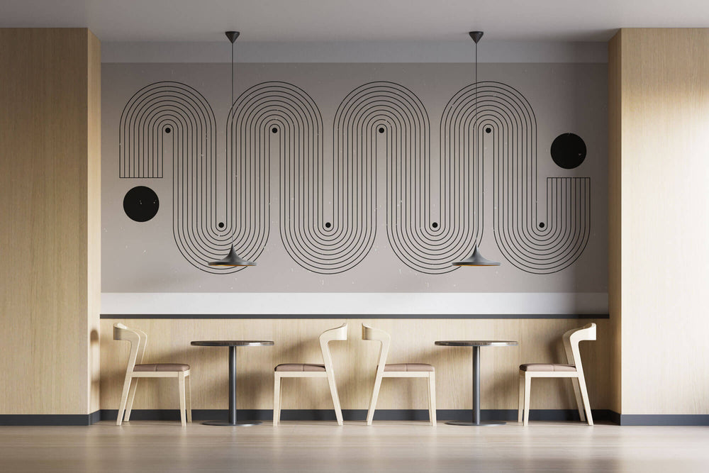 Tapet personalizat Line Art cu arcade continue in stil minimalist - SNAKE LINE