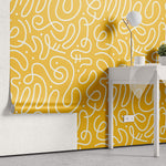 Tapet personalizat Line Art cu model modern minimalist jucaus in nuante vibrante de galben - YELLOW BRIGHT