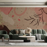 Tapet personalizat Line Art cu nuante pamantii si elemente minimaliste - EARTHY LINE ART