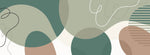 Tapet personalizat Line Art cu forme abstracte in nuante de verde - GREEN AESTHETIC