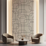 Tapet personalizat Line Art cu forme abstracte in stil retro minimalist - RETRO MODERNITY