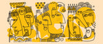 Tapet personalizat Line Art cu portrete abstracte in stil line art in nuante de galben - ECHOES OF IDENTITY