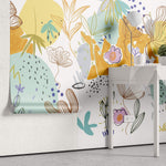 Tapet personalizat Line Art cu arta digitala abstracta cu elemente botanice in nuante vibrante - BOTANIC UTOPIA