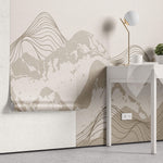 Tapet personalizat Line Art cu peisaj montan cu munti texturati in nuante de bej - FREQUENCY MOUNTAINS