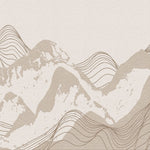 Tapet personalizat Line Art cu peisaj montan cu munti texturati in nuante de bej - FREQUENCY MOUNTAINS