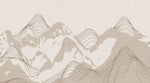 Tapet personalizat Line Art cu peisaj montan cu munti texturati in nuante de bej - FREQUENCY MOUNTAINS